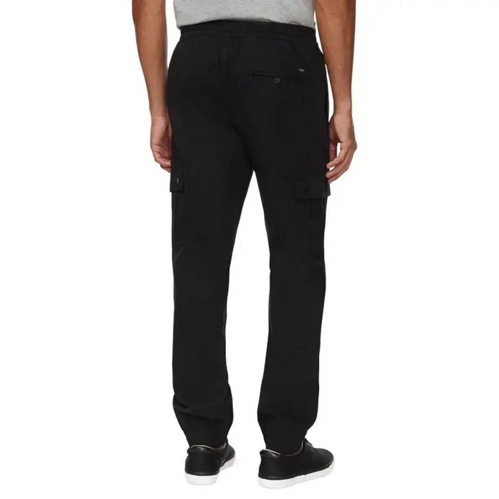 NWT Buffalo Jeans Mens Twill Pull On Pants Medium Black Elastic Waist Drawstring